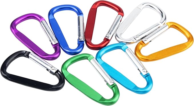 SWATOM Aluminum D-Shape Carabiner Clip 1.6/1.8/2.2/2.6/3 Inches Spring Snap Hook Keyring Carabiners for Camping Traveling Hiking Keychains Outdoor Accessories (10P/20P)