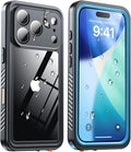 ANTSHARE for iPhone 17 Pro Case, IP68 Waterproof Shockproof Case, [Built-in Screen Protector] - 12 FT Military Dropproof - Full Body Heavy Duty Rugged Phone Cover 6.3 inches - Blue/Clear