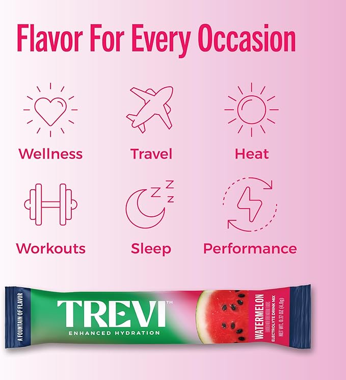 TREVI™ Everyday Sugar Free Electrolytes - Essential Drink Mix Hydration Powder Packets - 28 Count - Watermelon