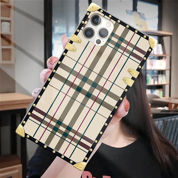 Compatible with iPhone 12 Pro Max Case, Black Red Beige Stripes Luxury Golden Decoration for Girl Women Soft TPU Shockproof Protective Hard PC Back for iPhone 12 Pro Max