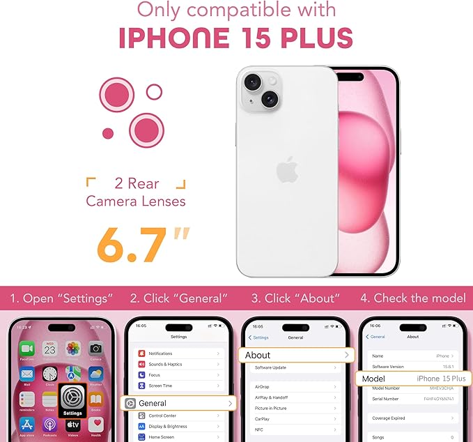 TIESZEN for iPhone 15 Plus Case, Compatible with MagSafe, Built-in Privacy Screen Protector and Camera Protection, Anti Spy Full Body Dustproof Shockproof Hard Phone Case 6.7", Hot Pink