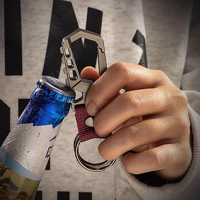 Heavy duty key chain,bottle opener function car keychains,versatile metal snap hook carabiner clip and 2 key rings