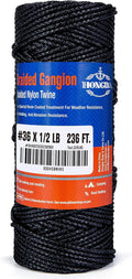 HONGDA Braided Tarred Bank Line Twine, Black Nylon String, 236 Feet #36, 2.2mm for Gardening, Construction, Gear Tying, Jungle Survival, Trotline
