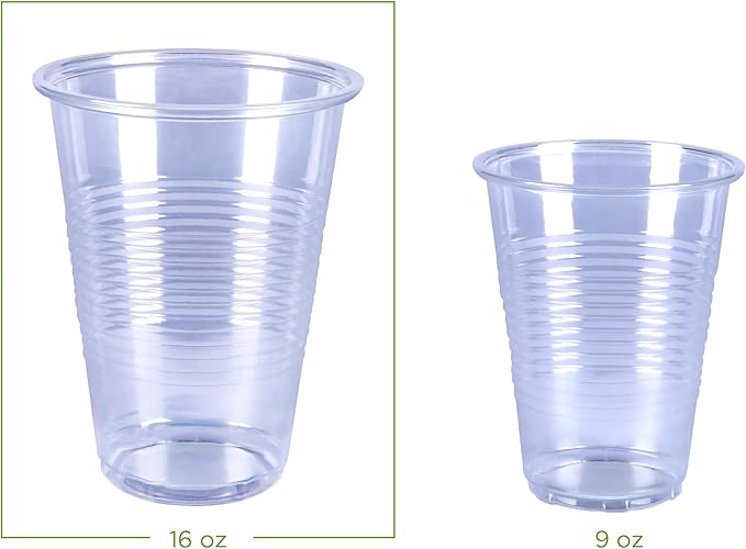 Amazon Basics Disposable Clear Plastic Cups, 16oz, 50 Count