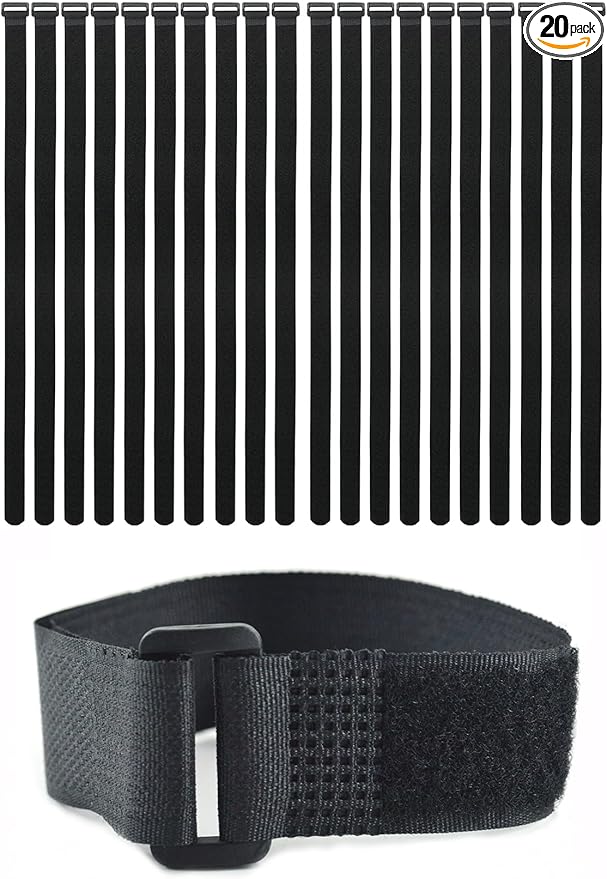 20 Pack (12 x 1 Inch) Reusable Fastening Cable Ties and Cable Straps,Adjustable Multi-Purpose Hook and Loop Straps Nylon Cable Ties Organizer Fastener Management Wire Straps