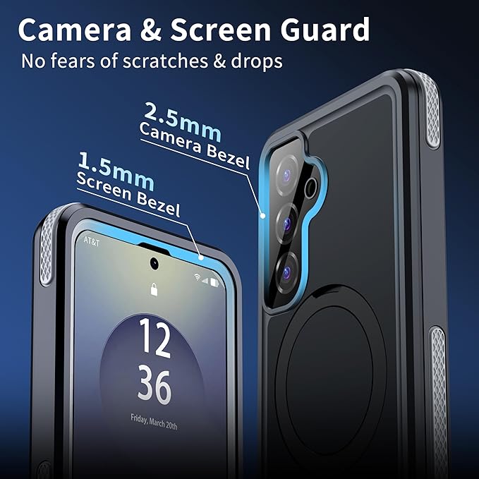 ANTSHARE IP68 Waterproof Case for Samsung Galaxy S25 [2025] - with Kickstand - MagSafe Compatible, Built-in Screen/Lens Protector - Shockproof Full Body Protection for Swimming/Outdoor, Black