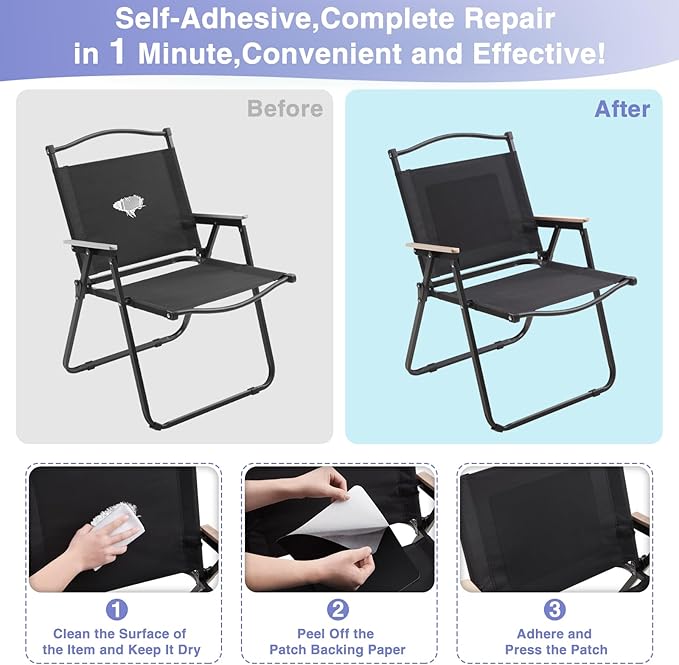 Gheeidau Canvas Repair Patch 9×11 Inch 3Pcs Waterproof Self-Adhesive Fabric Repair Patch for Tents,Boat Cover,Pop Up Canopy,Patio,Bags,Car Seats,Sofas,Furniture Cover(Navy)