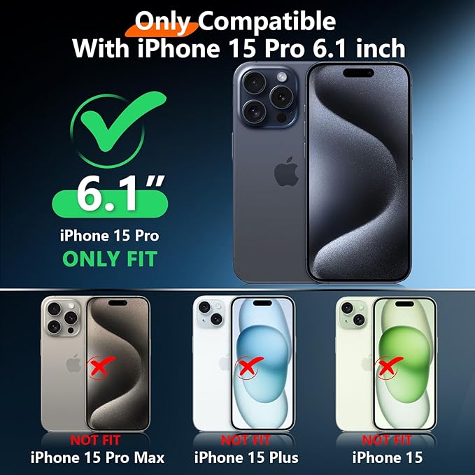 2024 New Designed for iPhone 15 Pro Case Waterproof, [Compatible with MagSafe][Built-in Camera & Screen Protector][Full Body Shockproof][IP68 Waterproof][Dustproof] Phone Case for iPhone 15 Pro 6.1"