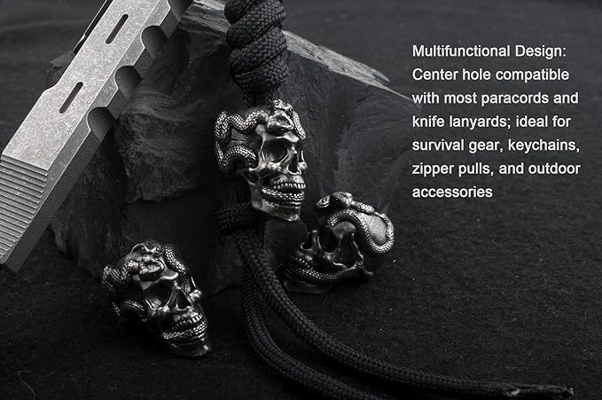 Skull Paracord Bead, Copper, 0.75x0.56x0.78 inches, for Crafting Lanyard Keychains