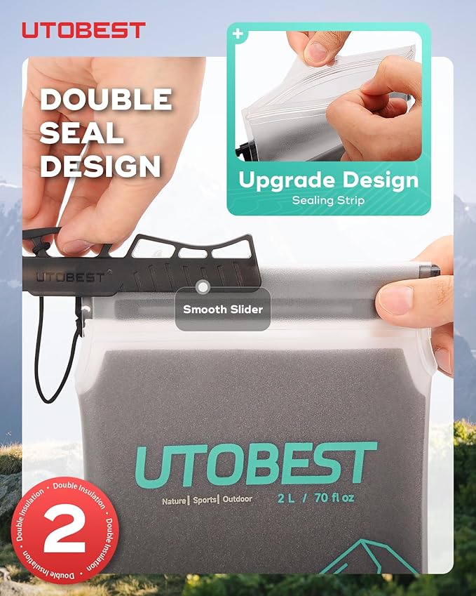 UTOBEST Insulated Water Bladder with Bite Valve Cover Keeps Water Cool or Warm for Hours, Leakproof TPU Hydration for Hiking Camping and Backpacking