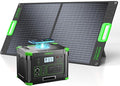 500W Solar Generator with 100W Foldable Solar Panel, Portable Power Station 500W AC Outlet, MC-4 Solar Battery Charger for Home Emergency, Camping, Road Trip, Van