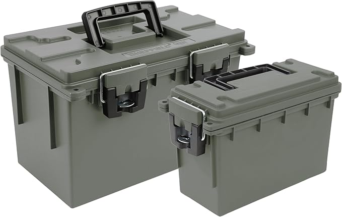 Sheffield 12713 Storage Bins With Lids, 2-Pack Stackable Storage Bins, Made in USA, Lockable and Water-Resistant Containers with Lids, Plastic Containers for Home, Classroom, and Dorm
