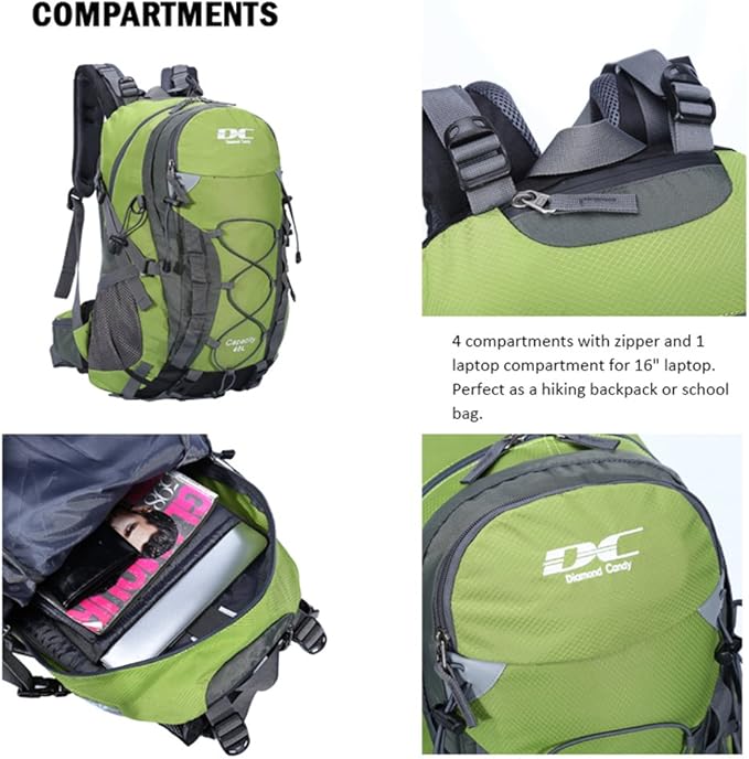 Diamond Candy Waterproof Hiking Backpack for Men and Women, Lightweight Day Pack for Travel Camping | Waterproof, Lightweight, for Travel Camping