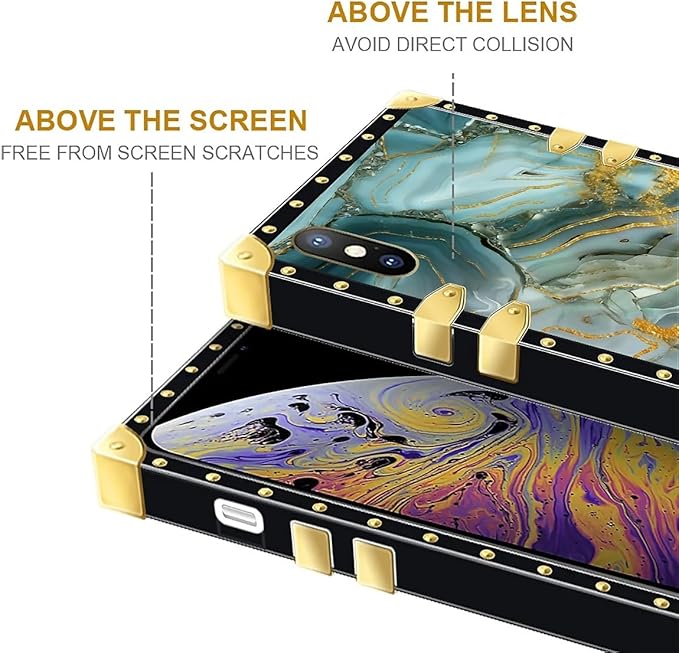 Compatible with iPhone XR Case, Golden Texture Marble Veining Luxury Golden Decoration for Girl Women Soft TPU Shockproof Protective Hard PC Back for iPhone XR