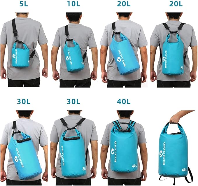 ROCK CLOUD Dry Bag Waterproof 30L Dry Sack for Kayaking Rafting Boating Beach Surfing Swimming Canoe Camping Hiking Fishing Ski, Lake Blue