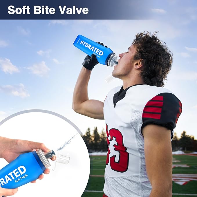 SLUXKE 3 Pack Soft Water Bottle, 25oz/750ml Flask Running Bottles for Hydration Packs, TPU Collapsible Reusable Handheld Flasks for Hiking Cycling Climbing