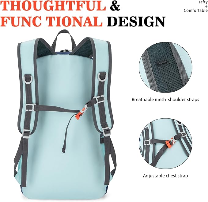 BAGPARKK Hiking Backpack,Large 35L Travel Backpacks for Men Women,Water Resistant Ultra Lightweight Foldable Packable Camping Daypack for Outdoor Sports