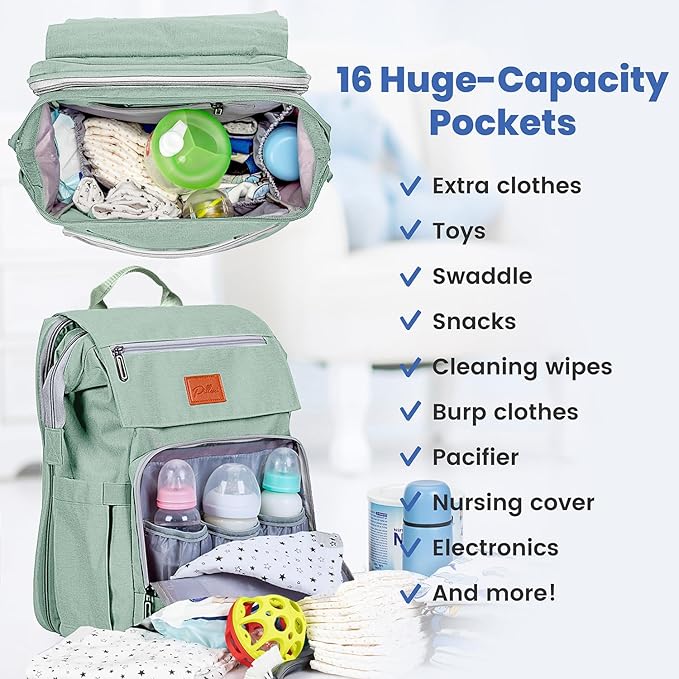 PILLANI Baby Diaper Bag Backpack - Large Bag for Boys & Girls, Waterproof Diaper Backpack - Travel Diaper Bags w/Changing Pad, Baby Registry Search & Shower Gifts - Essentials Must Haves Newborn Stuff