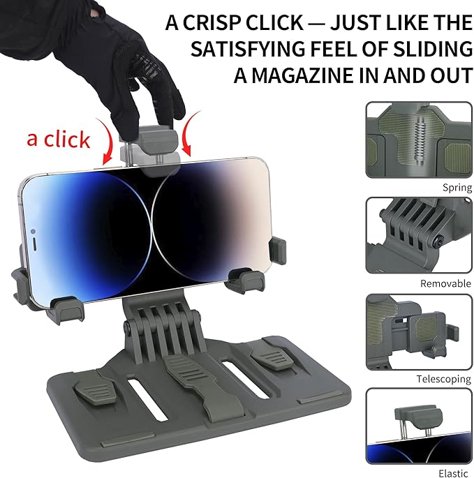 Tactical Gear Plate Carrier Vest Accessories, MOLLE Phone Chest Mount Holder for 6.0"-7.7" Screens, Quick-Release and Adjustable Tactical Phone Holder for Police Vest