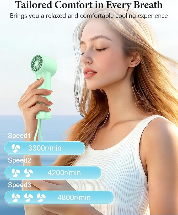 Portable Handheld Fan with Power Bank(High-Speed),3 IN 1 USB Rechargeable Mini Personal Fan with Flashlight,Small Size for Outdoor/Travel/Beach/Concerts/Summer.Gifts for Girl,Women.Green