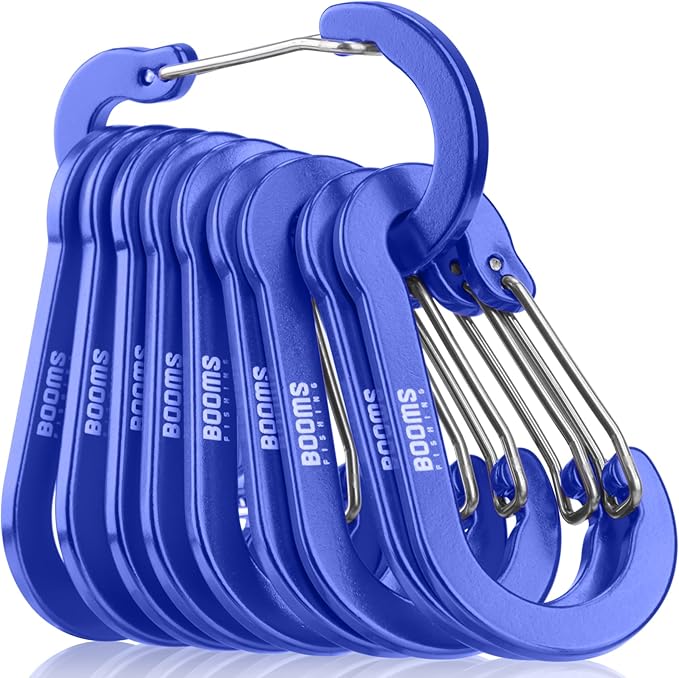 Booms Fishing CC5 Multi-Use Carabiner Clips, 10 Pack 2.3"/ 3.1" Caribeener Clips, Mini Keychain Caribeaner Clip, Aluminum D Ring Carabiners