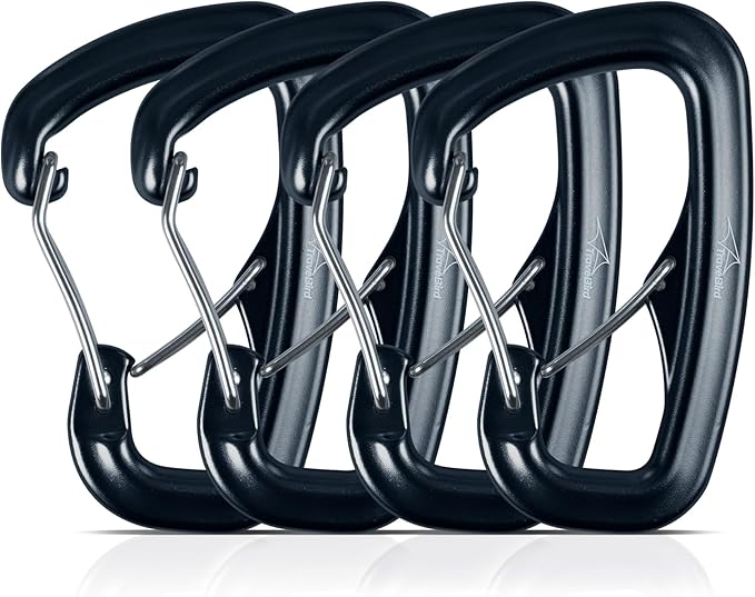 Heavy Duty Carabiner Clip Hook 8KN (1763 lbs), 2 PCS Ultra-Light Aluminum Caribeaners with Double Door D Ring Shape, for Hammock, Camping, Hiking, Backpacking, Dog Leash, Keychain Clip
