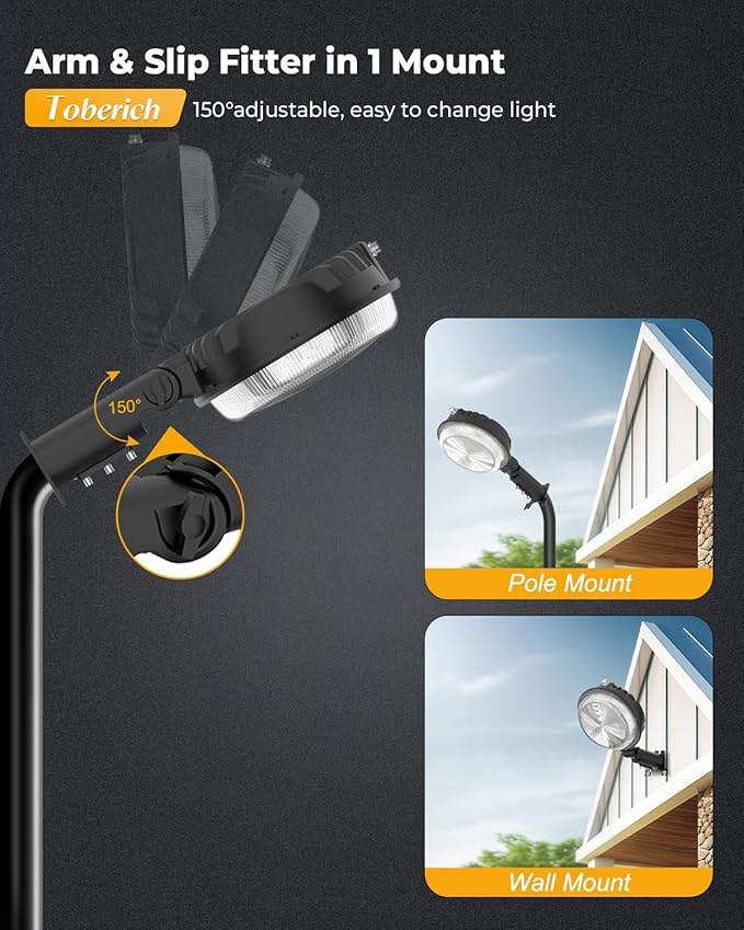 toberich LED Barn Light 2 Packs, 150W 20000LM Yard Area Lights Dusk to Dawn Outdoor Lighting with Upgraded Photocell 6500K Adjustable Angle Daylight IP66 Waterproof Street Lights for Farmhouse/Garage