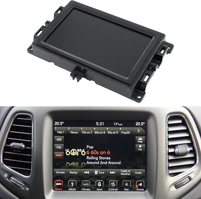 7" Uconnect LCD Display with Bracket LCD Monitor Digitizer Radio Navigation Assembly for Jeep Compass 2017-2020