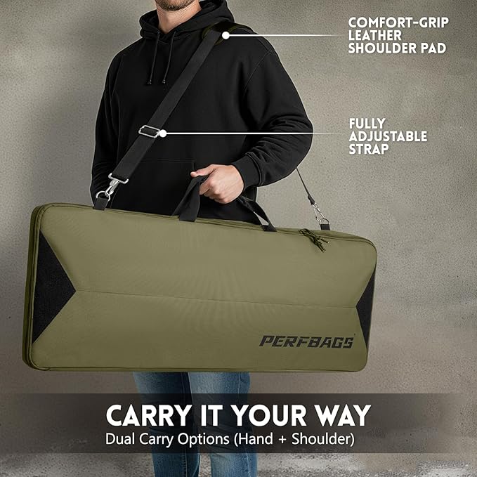 Single Rifle Case Bag, Tactical Padded Soft Gun Case w/MOLLE System, Wide Interior Fits Scoped Rifles, Adjustable Sling, Dual Zipper for Hunting & Range