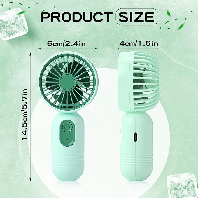 Rossesay 36 Pcs Mini Portable Fan Bulk Cute Handheld Lightweight Small Little Personal Hand Eyelash Fan 3 Speeds USB Rechargeable for Women Men Indoor Outdoor Makeup Travel (Green)