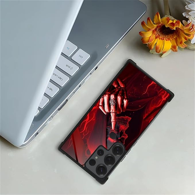 for Samsung Galaxy S25 Ultra Case,Graphic Design for Girl Boy Soft Silicone Hard Acrylic Shock Protection Designed for Samsung Galaxy S25 Ultra Gestures Funny Skull Pattern