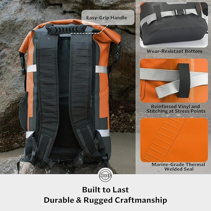 STOVER 5/10/25/30/40/55L Waterproof Dry Bag- Roll-Top Backpack w/Phone Case- Kayaking, Hiking, Camping, Boating- Men/Women