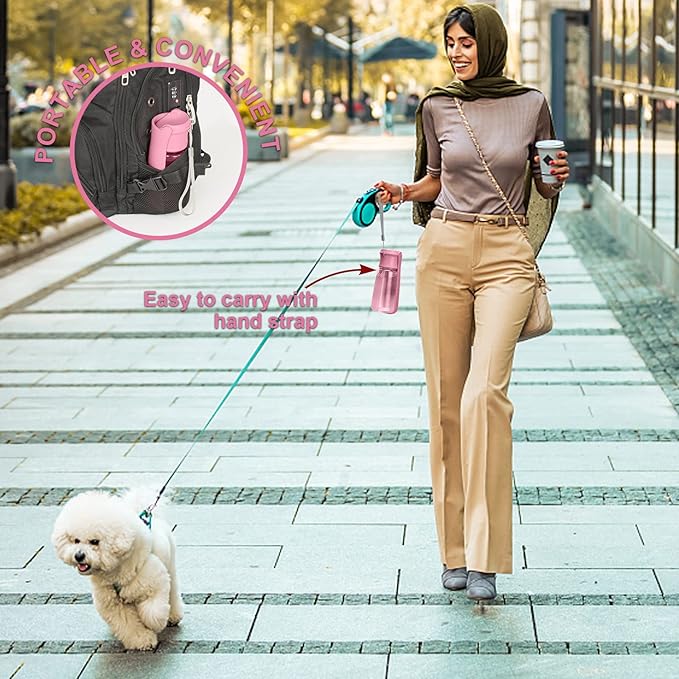 Portable Dog Water Bottle, Foldable Dog Water Bottle Leak Proof Dispenser for Puppy Small Medium Large Dogs, Pet Drink Cup for Walking Hiking Traveling(Pink,19oz)