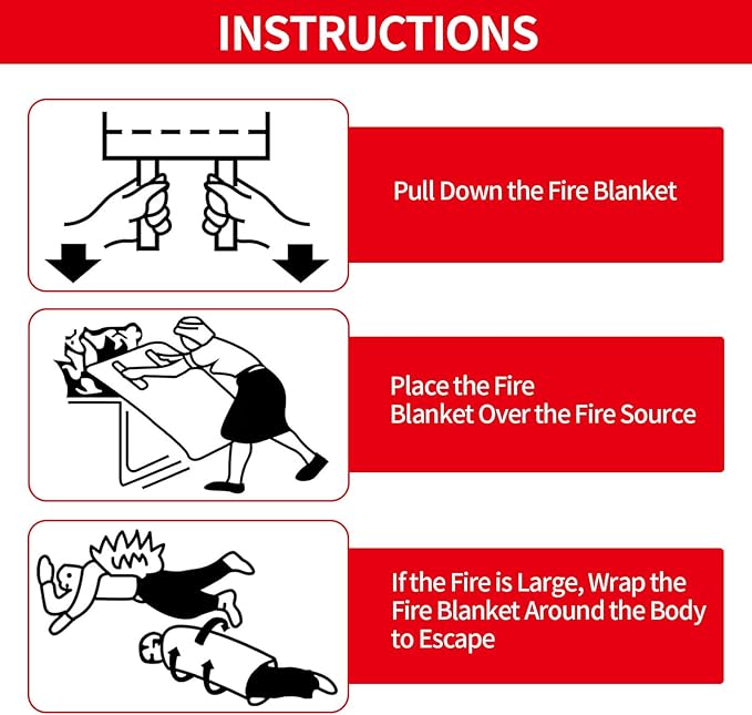 2 Pack Fire Blankets Emergency for Home, 40” x 40” Silicone-Coated Fiberglass Fire Blanket for Home and Kitchen, Skin-Safe Silicone Layer — No Itching, No Dust