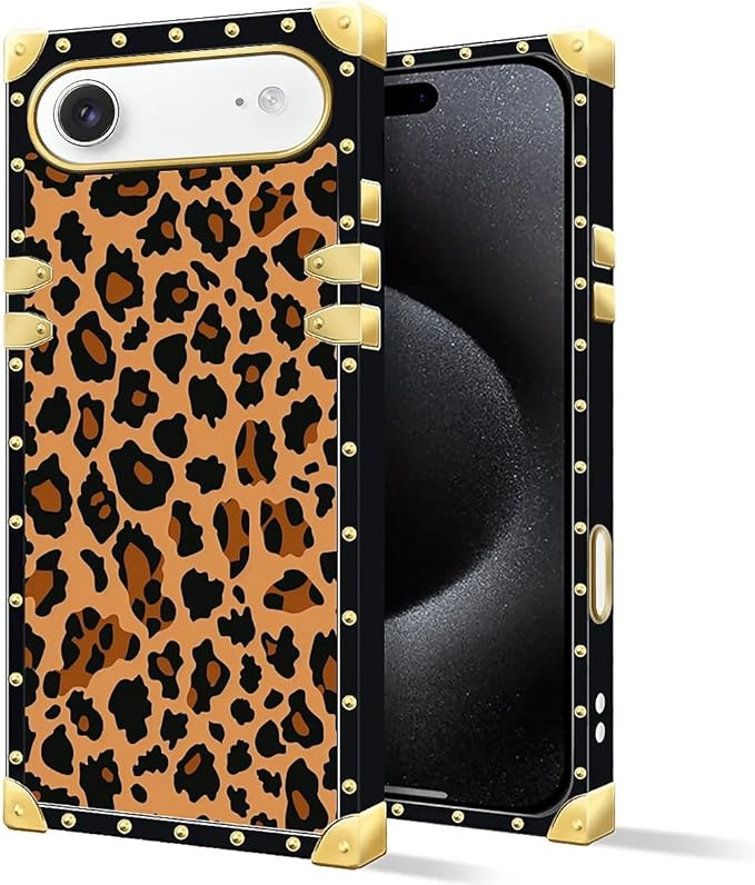 for iPhone 17 Air Case Luxury Golden Decoration for Girl Women Soft TPU Shockproof Protective Hard PC Back for iPhone 17 Air Crazy Pattern Brown Leopard Texture