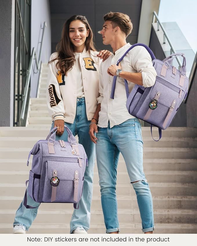 LOVEVOOK 17 Inch Backpack for Women, Laptop Bag Teacher Nurse Work Bags, Large Travel Backpack Business Computer Laptop Bag, College Backpack Stylish Daypack, Light Purple
