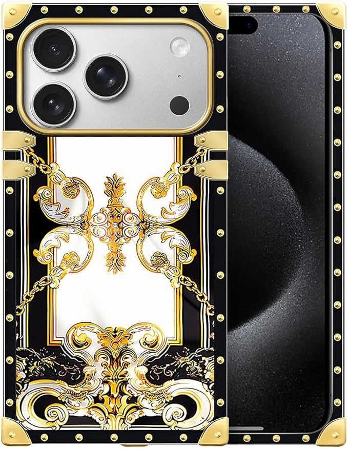for iPhone 17 Pro Max Case Luxury Golden Decoration for Girl Women Soft TPU Shockproof Protective Hard PC Back for iPhone 17 Pro Max Crazy Pattern Gold Grain Flowers
