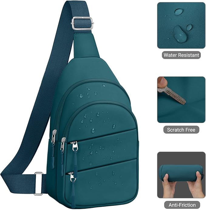 Tuwubi Crossbody Bags for Women, Sling Bag for Men, Small Hiking Backpack Anti Theft Lightweight for Outdoors Travel （M, Teal Blue）