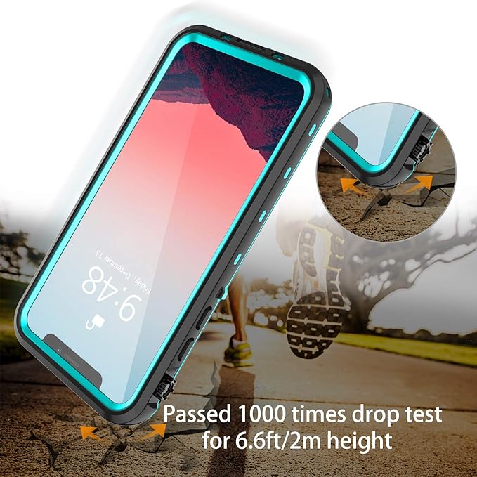 Compatible with iPhone 11 Pro Max Case, Waterproof Full Body Rugged Clear Slim Case with Built-in Screen Protector Heavy Duty Shockproof Cover Underwater Cases for Apple iPhone 11 Pro Max (Teal)