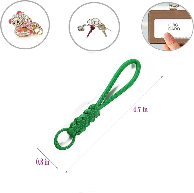 Colorful Braided Paracord Keychain, 12cm Length, Multi-Color Pack with Ring, Decorative Woven Rope Strap