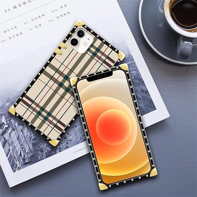 Compatible with iPhone 11 Case, Black Red Beige Stripes Luxury Golden Decoration for Girl Women Soft TPU Shockproof Protective Hard PC Back for iPhone 11
