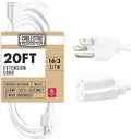 20 Foot Outdoor Extension Cord - 16/3 SJTW White 16 Gauge Electrical Cable with 3 Prong Grounded Plug