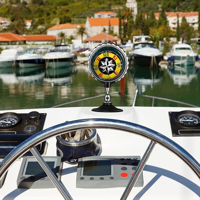 Milisten Dashboard Compass Ball with Suction Cup for Car and Boat Navigation Compact Automotive and Marine Directional Accessory