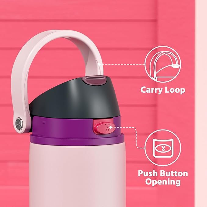 24 oz Insulated Water Bottle for Sports: Meoky Stainless Steel Water Bottle with Straw and Spout Lid - Leak Proof, Cold for 24 Hours, Fits in Car Cup Holder, BPA-Free for Women Travel, Dreamy Field