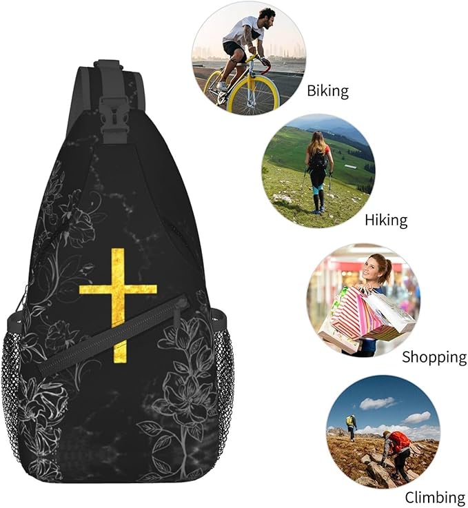 Jesus Christian Cross Sling Bag For Women Men Fashion Backpack Crossbody Jesus Cross Shoulder Bag Sling Backpack Chest Bag Travel Hiking Casual Sport Daypack