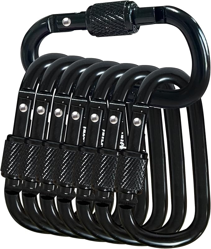 YUCHIYA 8 Pack D-Shape Carabiner Clasp with Screw Gate, 2.2 Inch Mini Keychain Clip Key Chain Buckle, Aluminum Alloy Keyrings Hook for Outdoor Hiking not for Climbing