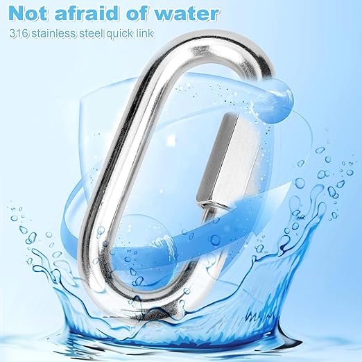 1Pcs 4.16 Inch 316 Heavy Duty Stainless Steel Screw Chain Quick Links, Carabiner, 2500 LBS Capacity, Large Opening Chain Connector for Big Chain Connecting, Hammock Hanging, Hiking, Camping