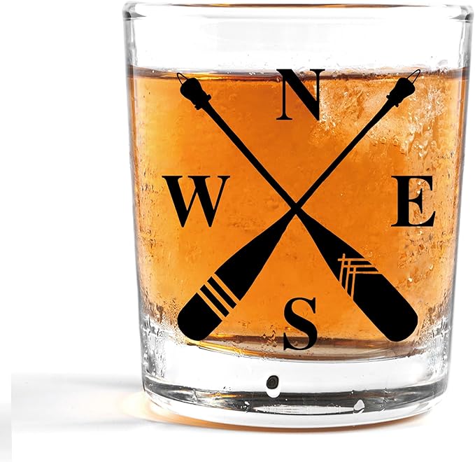 Nogrit Lake House Decor Whiskey Glasses 10 Oz, Beach Wine Old Fashioned Rocks Glasses Lake Gifts for Women Men Drinking Cocktail Scotch Vodka Tequila Rum