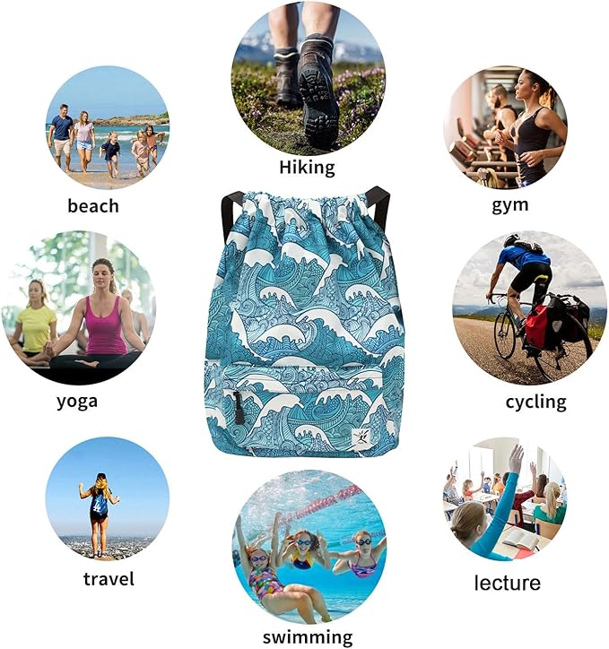 Waterproof Drawstring Bag, Gym Bag Sackpack Sports Beach Backpack for Men Women