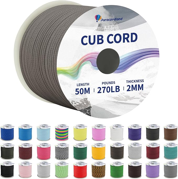 Paracordland-270LB Parachute Cord -164FT-2mm Micro Paracord-Utility Cord Thin Braided Best for Military & Camping Survival Bracelet DIY Projects Fishing Lanyards-Tan380